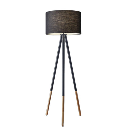 Contemporary Black Tripod Floor Lamp with Drum Shade