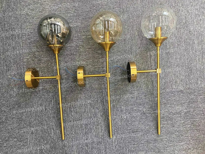 Gold Aura Round Glass Wall Sconce - Nordic Style