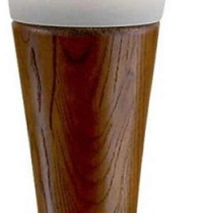 Brown and White Wood Floor Lamp with Acrylic Shade