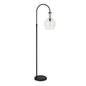 Black Arched Floor Lamp with Glass Dome Shade