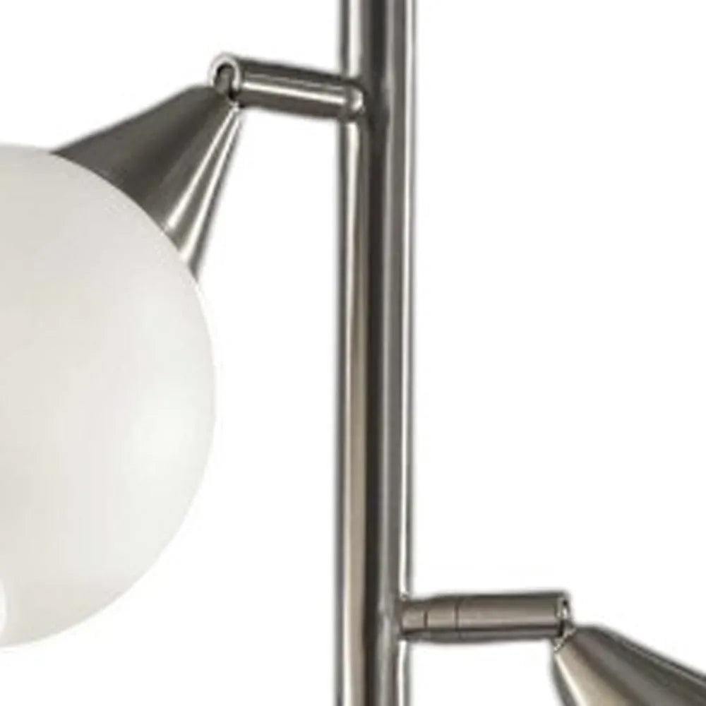 Modern Silver Floor Lamp with Dome Shade