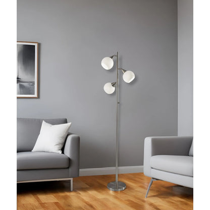 Modern Silver Floor Lamp with Dome Shade