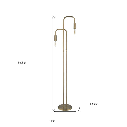 Two-Light Torchiere Floor Lamp with Metal Shade