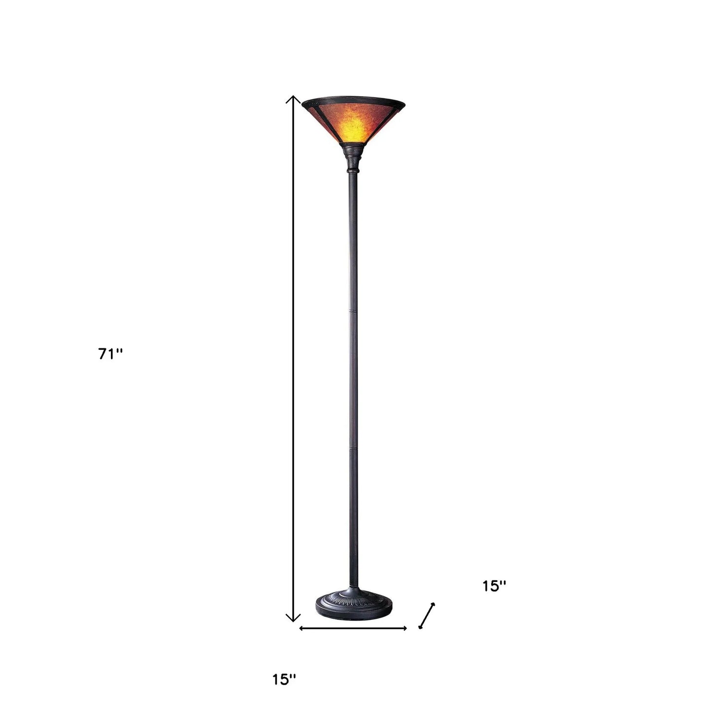 Rustic Torchiere Floor Lamp with Dome Shade