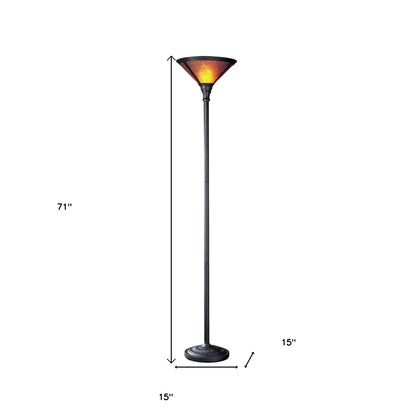 Rustic Torchiere Floor Lamp with Dome Shade