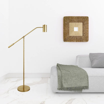 Contemporary Brass Swing Arm Floor Lamp