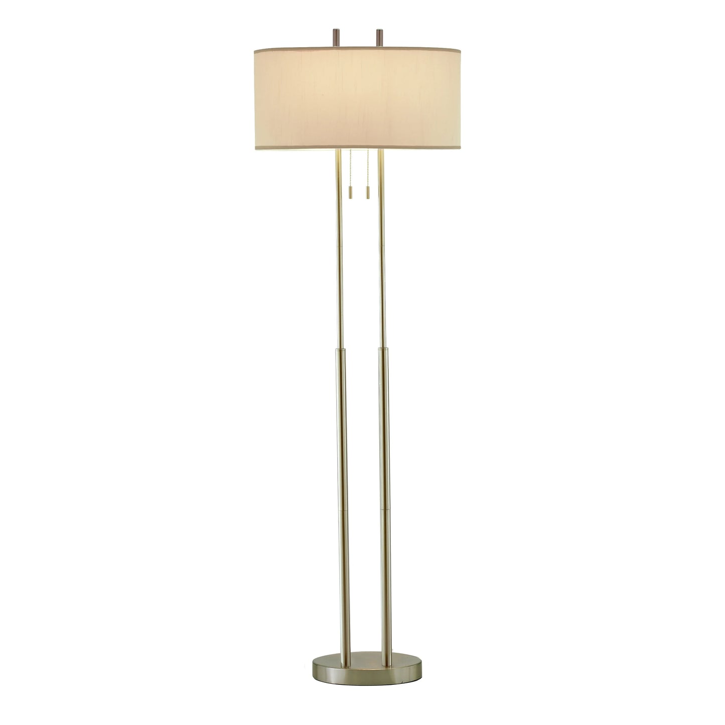 Silver LED Floor Lamp with Fabric Shade