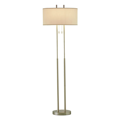 Silver LED Floor Lamp with Fabric Shade