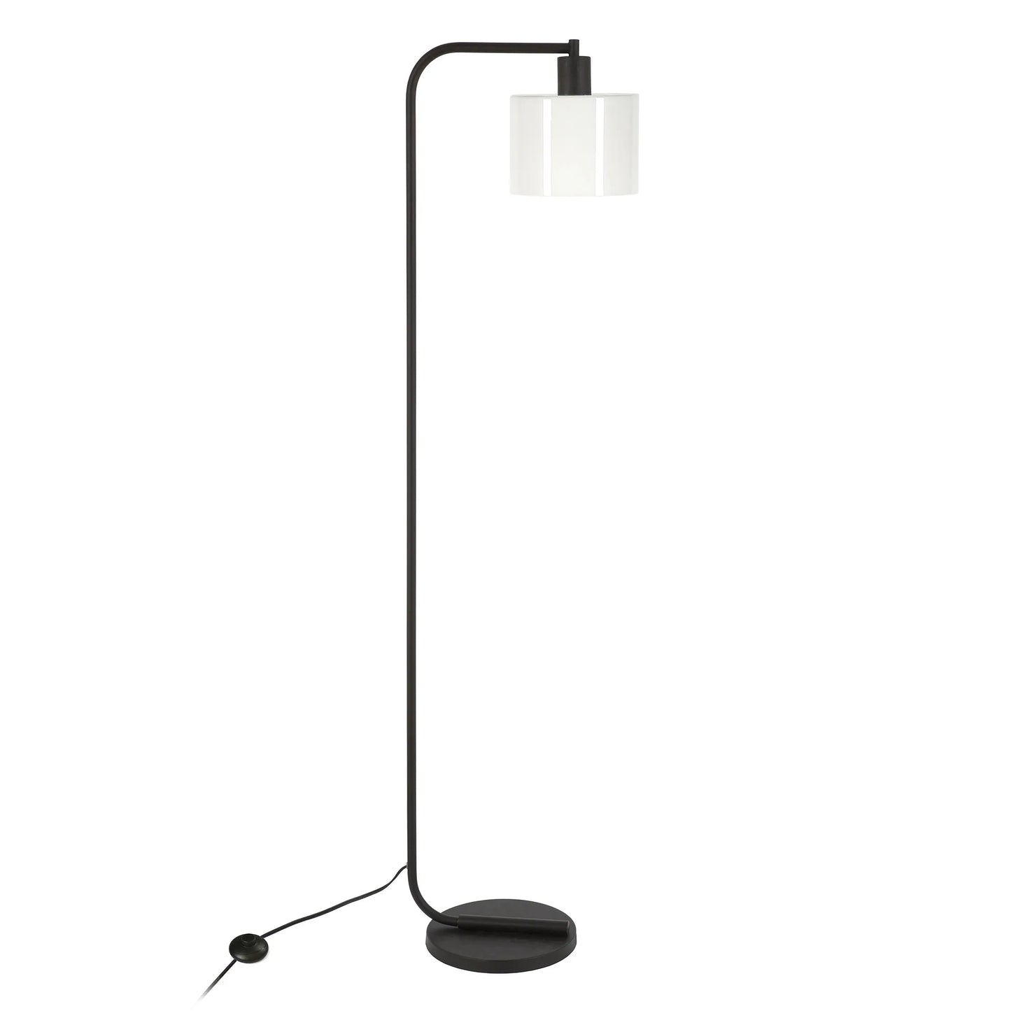 Black Arched Floor Lamp with Frosted Shade