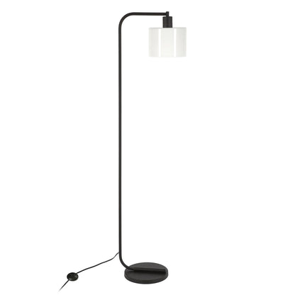 Black Arched Floor Lamp with Frosted Shade