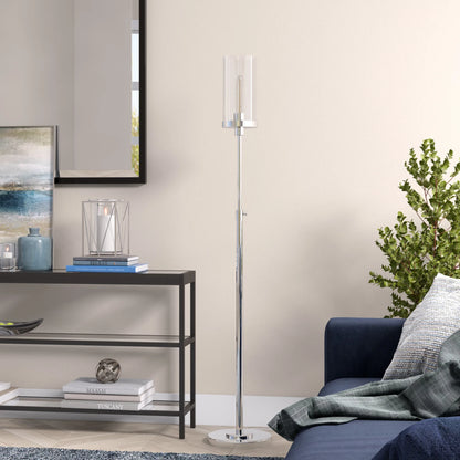 Contemporary Nickel Torchiere Floor Lamp