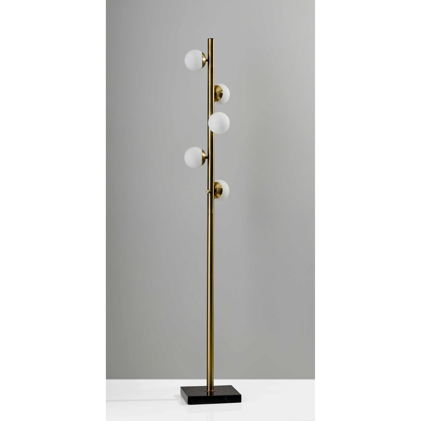 Brass LED Floor Lamp with Glass Shade