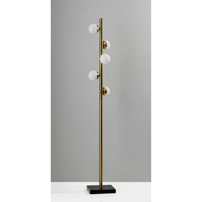 Brass LED Floor Lamp with Glass Shade