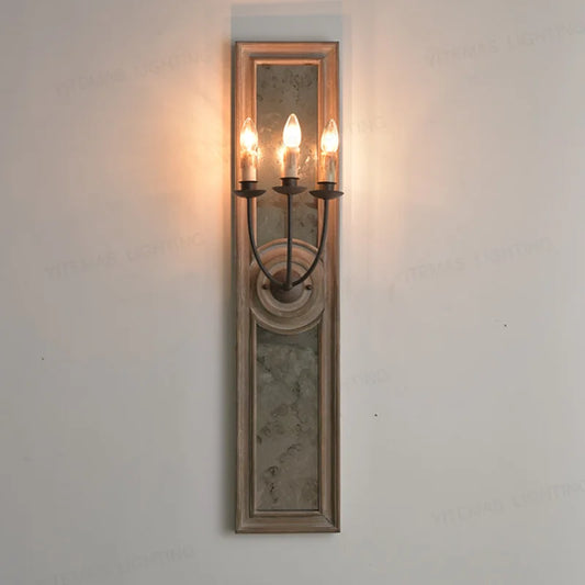 Retro Luxe Glass & Wood Wall Sconce Lamp