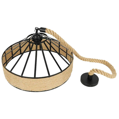 Hemp Rope Hanging Lamp Vintage Pendant Ceiling Light