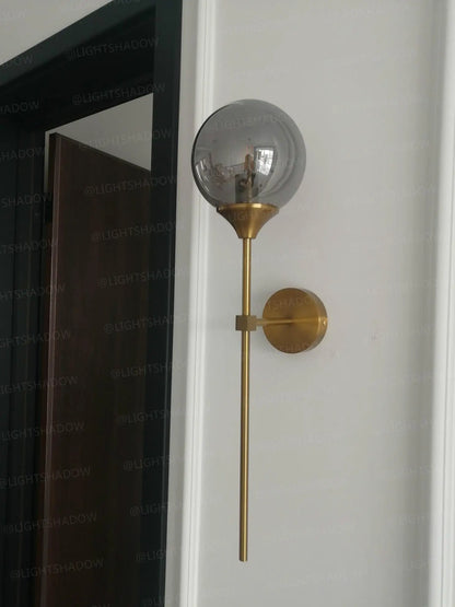 Gold Aura Round Glass Wall Sconce - Nordic Style