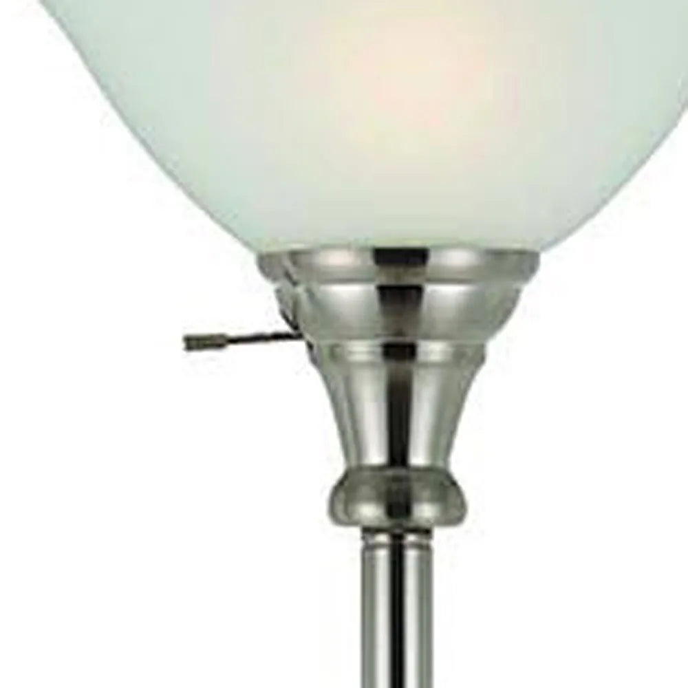 Contemporary Nickel Torchiere Floor Lamp