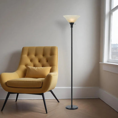 Luxury Bronze Torchiere Floor Lamp with Dome Shade