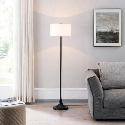 Black Floor Lamp with Stainless Steel Body