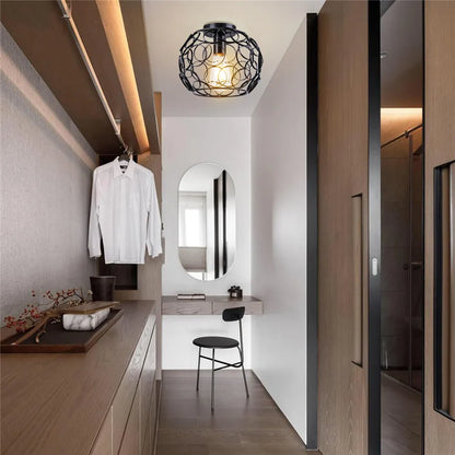 Retro Metal Semi-Flush Ceiling Light Fixture