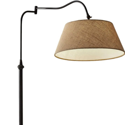 Bronze Arched Floor Lamp with Fabric Shade