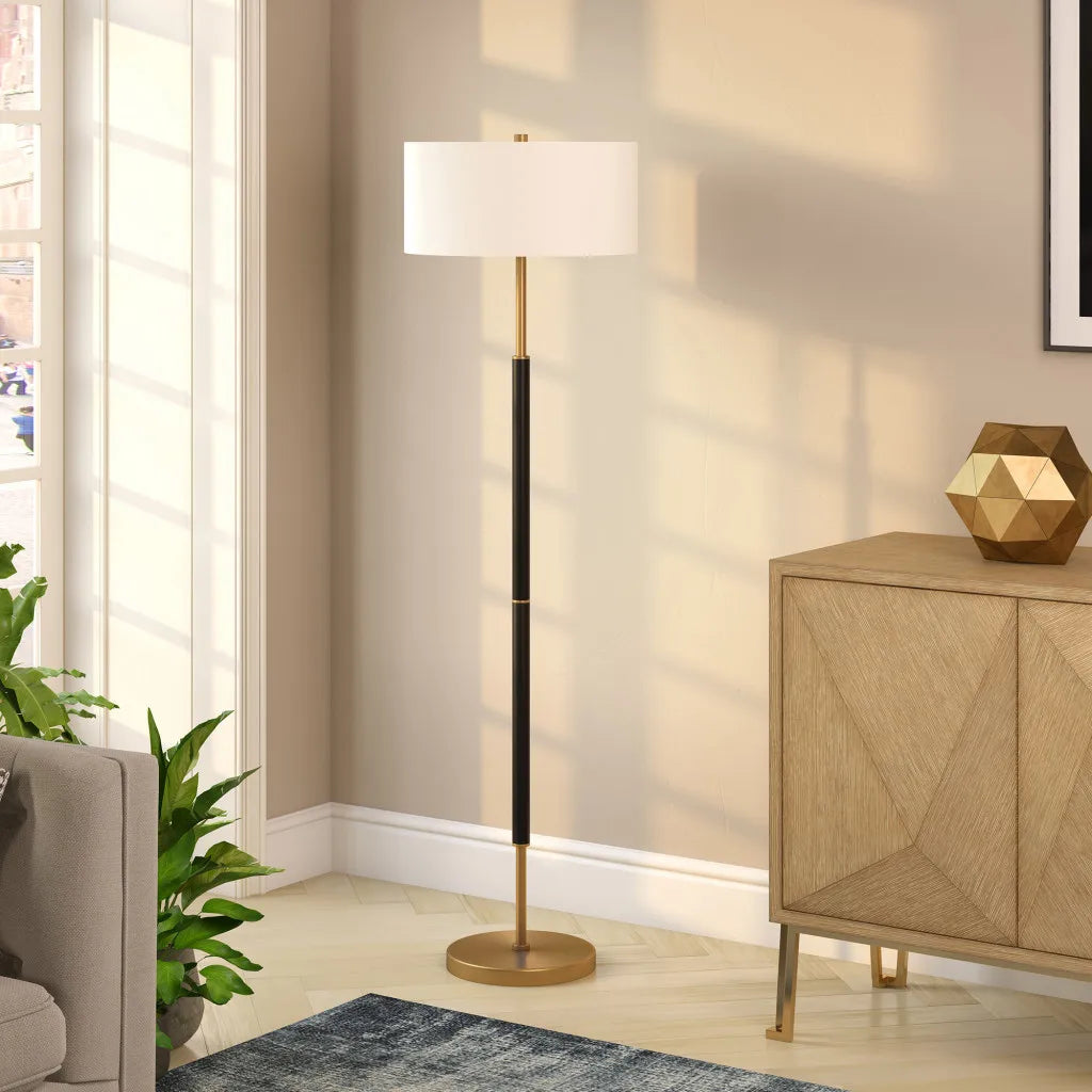 HMS 61 Contemporary Gold White Two-Light LED Floor Lamp