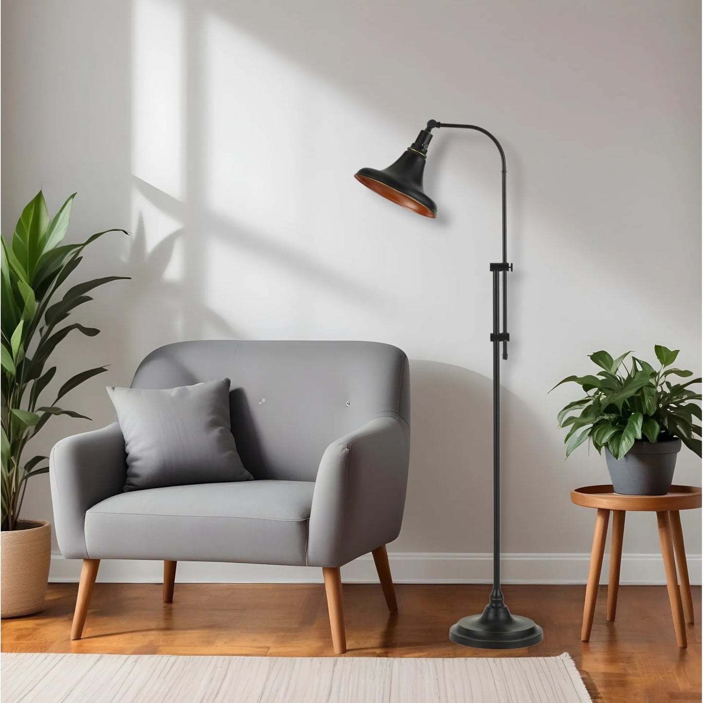 Luxury Adjustable Floor Lamp with Bronze Metal Dome Shade