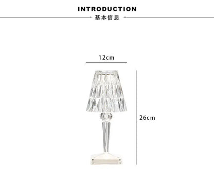 Diamond Glow: USB Rechargeable Touch Table Lamp