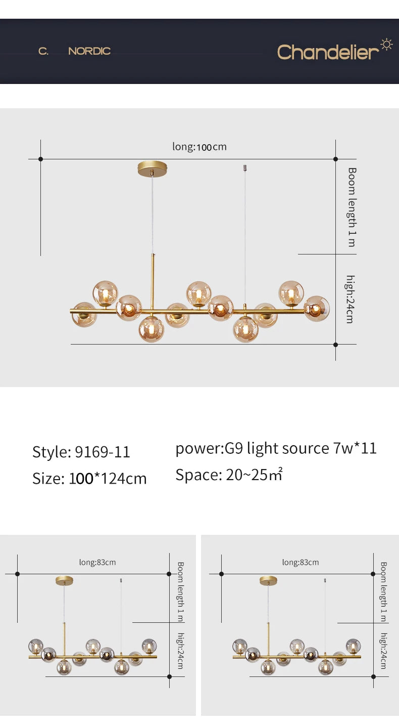 Glass Ball Linear Pendant