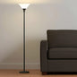 Black Torchiere Floor Lamp with Glass Dome Shade