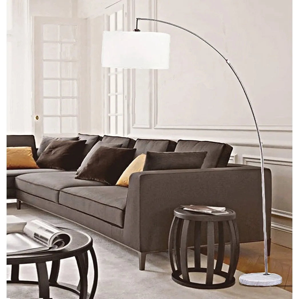 White and Silver Arc Floor Lamp