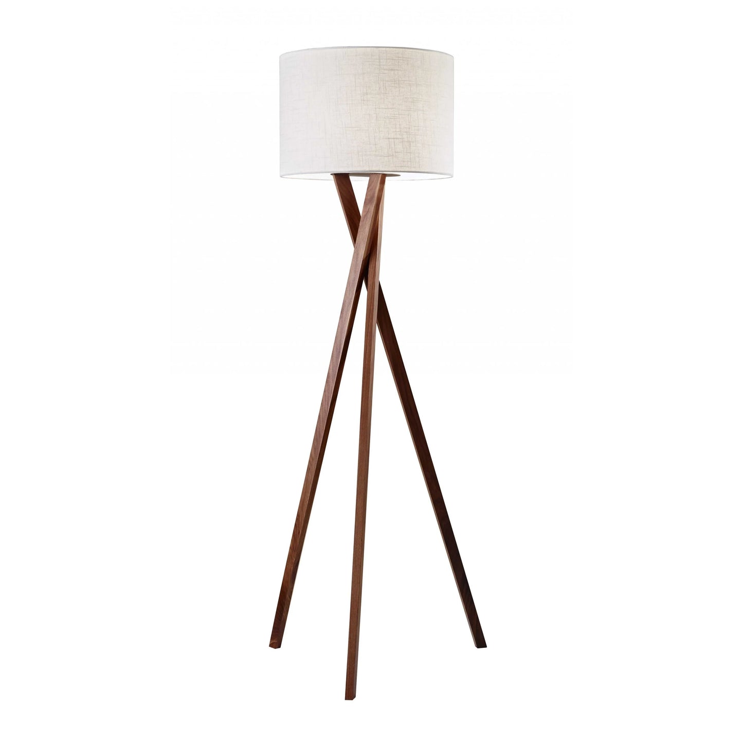 Wood Tripod Floor Lamp with Linen Shade