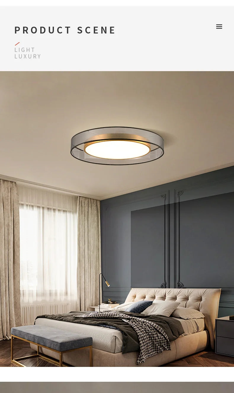 Nordic Copper LED Round Ceiling Light