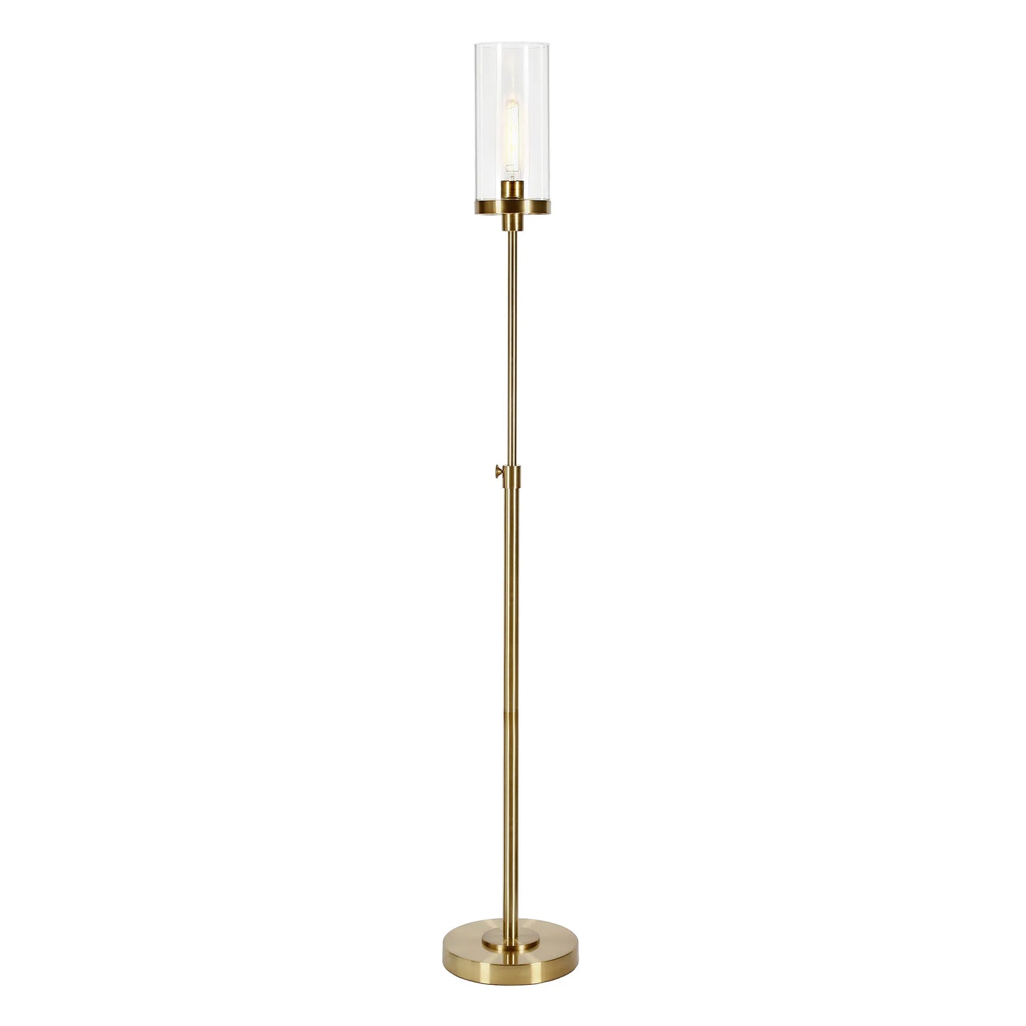 Adjustable Brass Torchiere Floor Lamp with Glass Shade