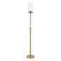 Adjustable Brass Torchiere Floor Lamp with Glass Shade
