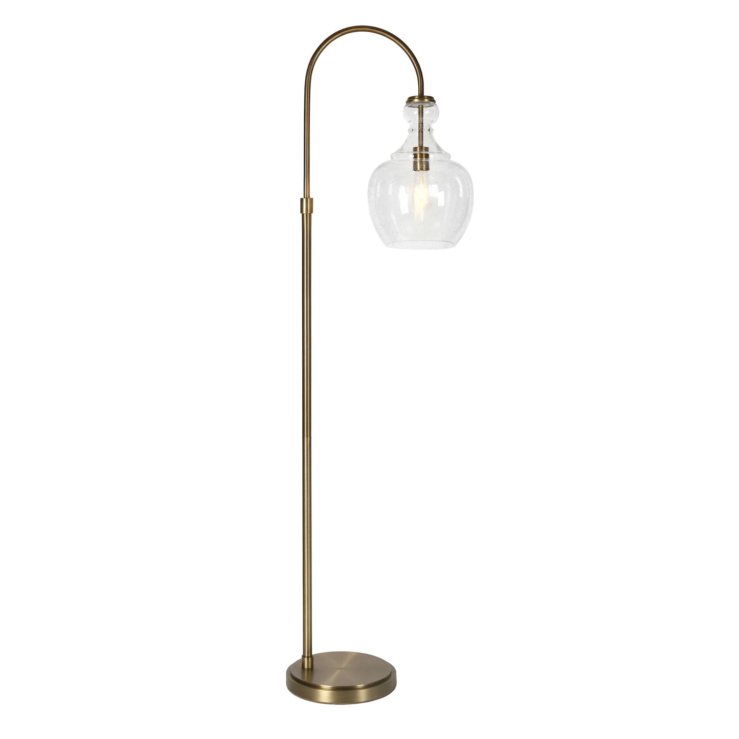 Brass Arched Floor Lamp with Glass Dome Shade