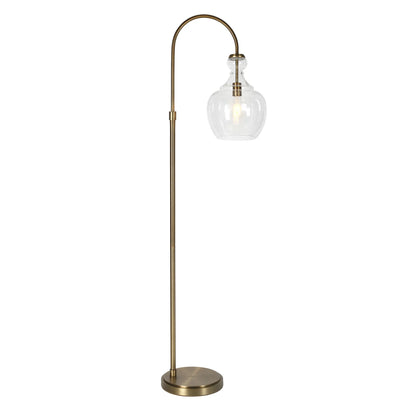 Brass Arched Floor Lamp with Glass Dome Shade