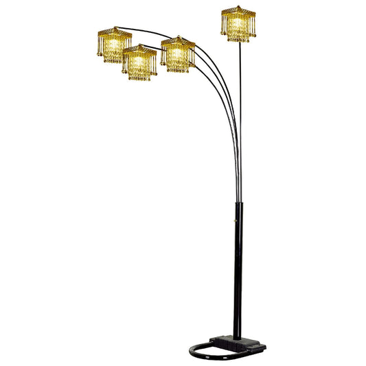 Black Four-Light Crystal Floor Lamp