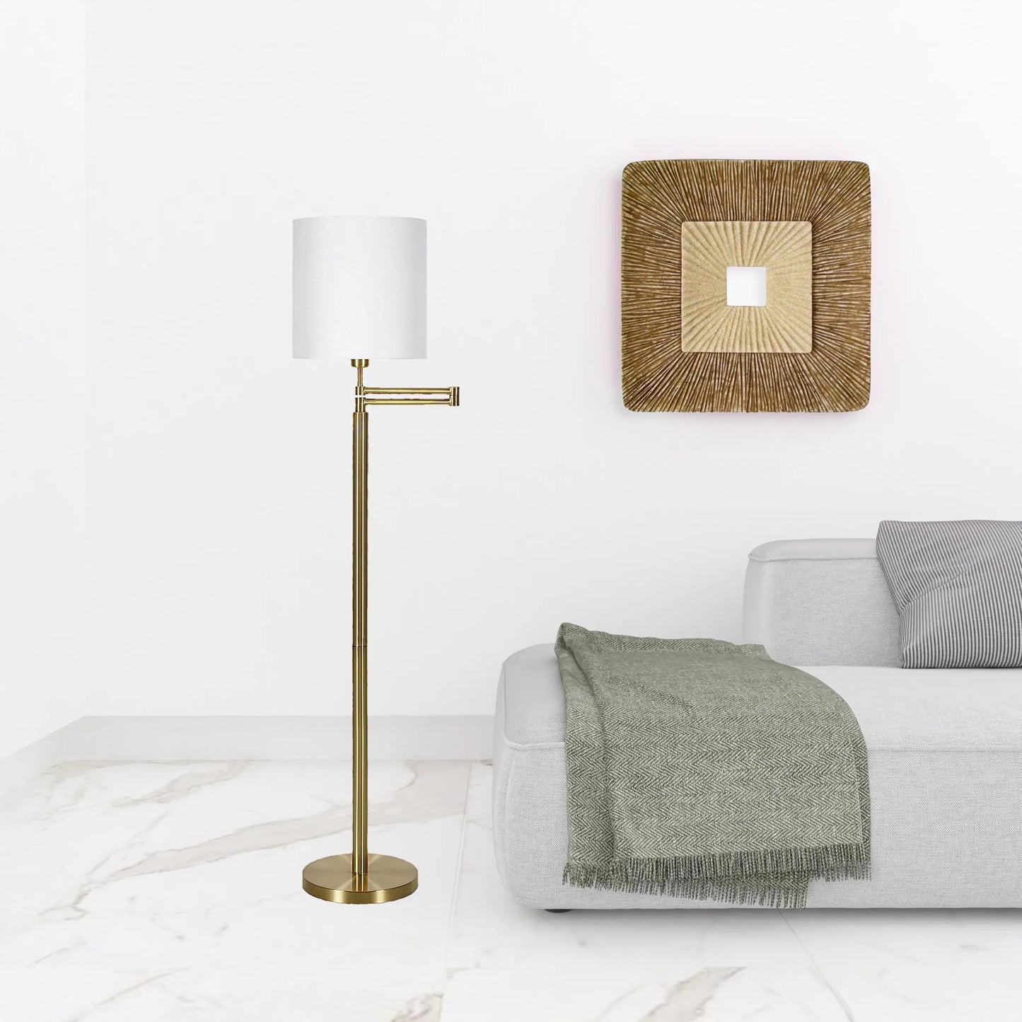 Silver Three-Light Arched Floor Lamp