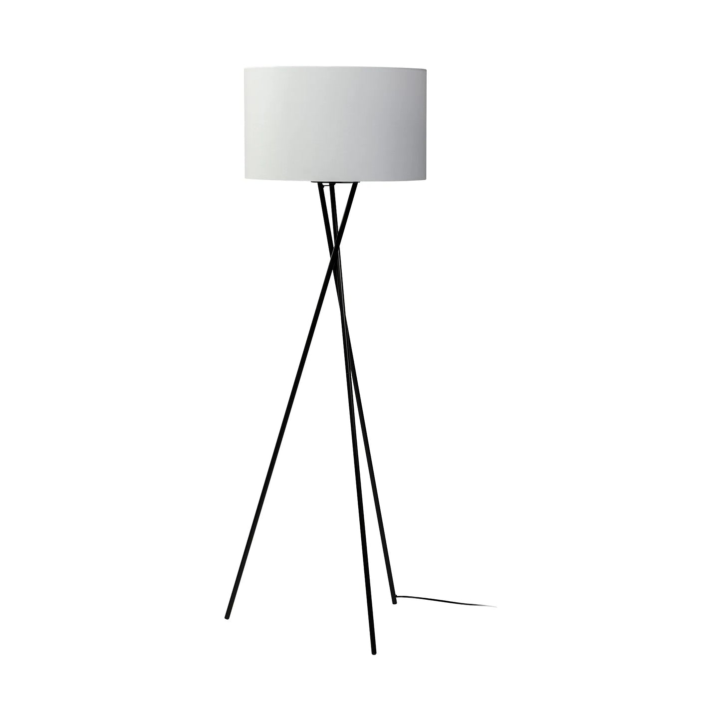 Black Tripod Floor Lamp with Drum Shade