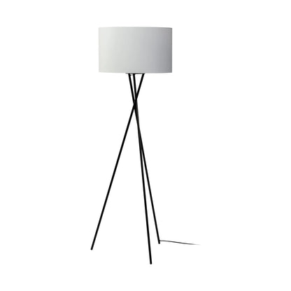 Black Tripod Floor Lamp with Drum Shade