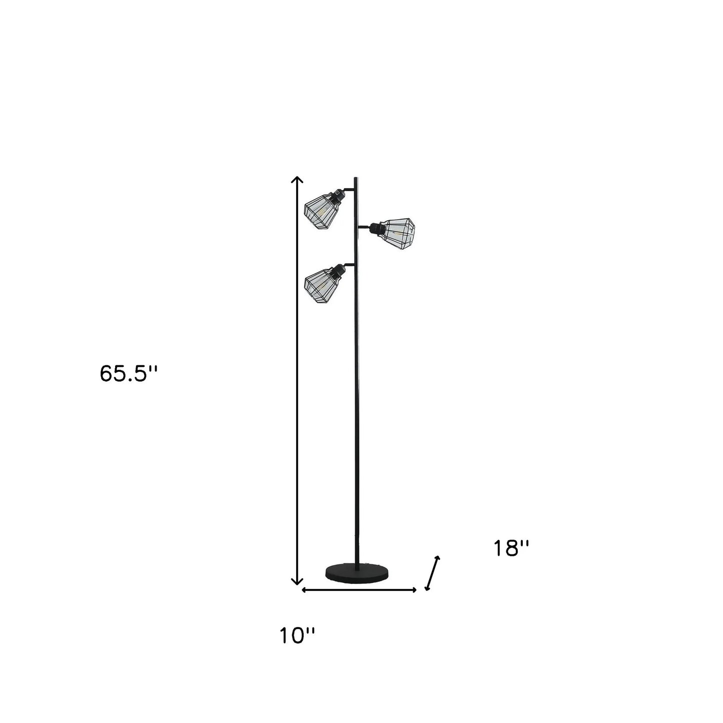 Black Metal LED Floor Lamp Three Light Tree Design