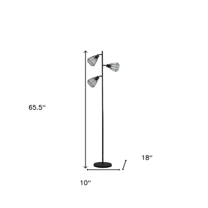 Black Metal LED Floor Lamp Three Light Tree Design