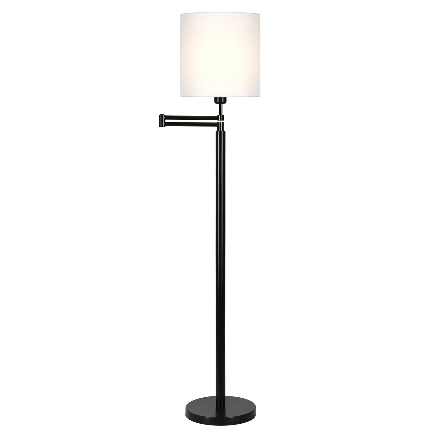 Contemporary Swing Arm Floor Lamp with Frosted Shade