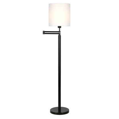 Contemporary Swing Arm Floor Lamp with Frosted Shade