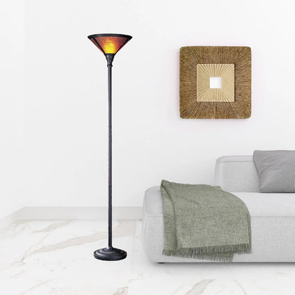 Rustic Torchiere Floor Lamp with Dome Shade