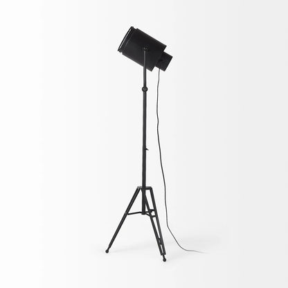Black LED Floor Lamp with Metal Shade
