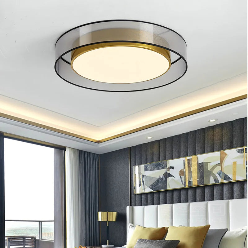 Nordic Copper LED Round Ceiling Light