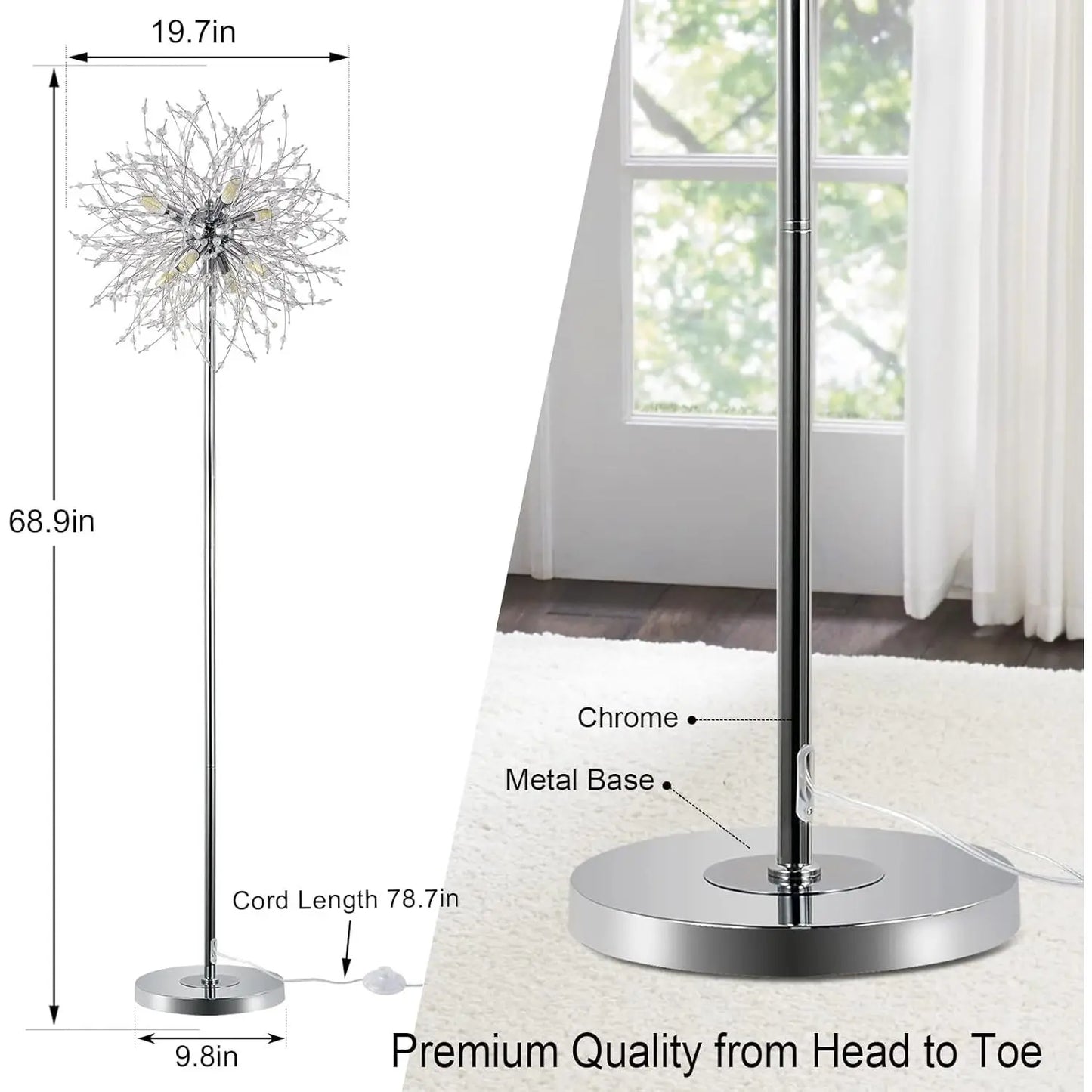 Modern Bedroom Crystal Floor Lamp