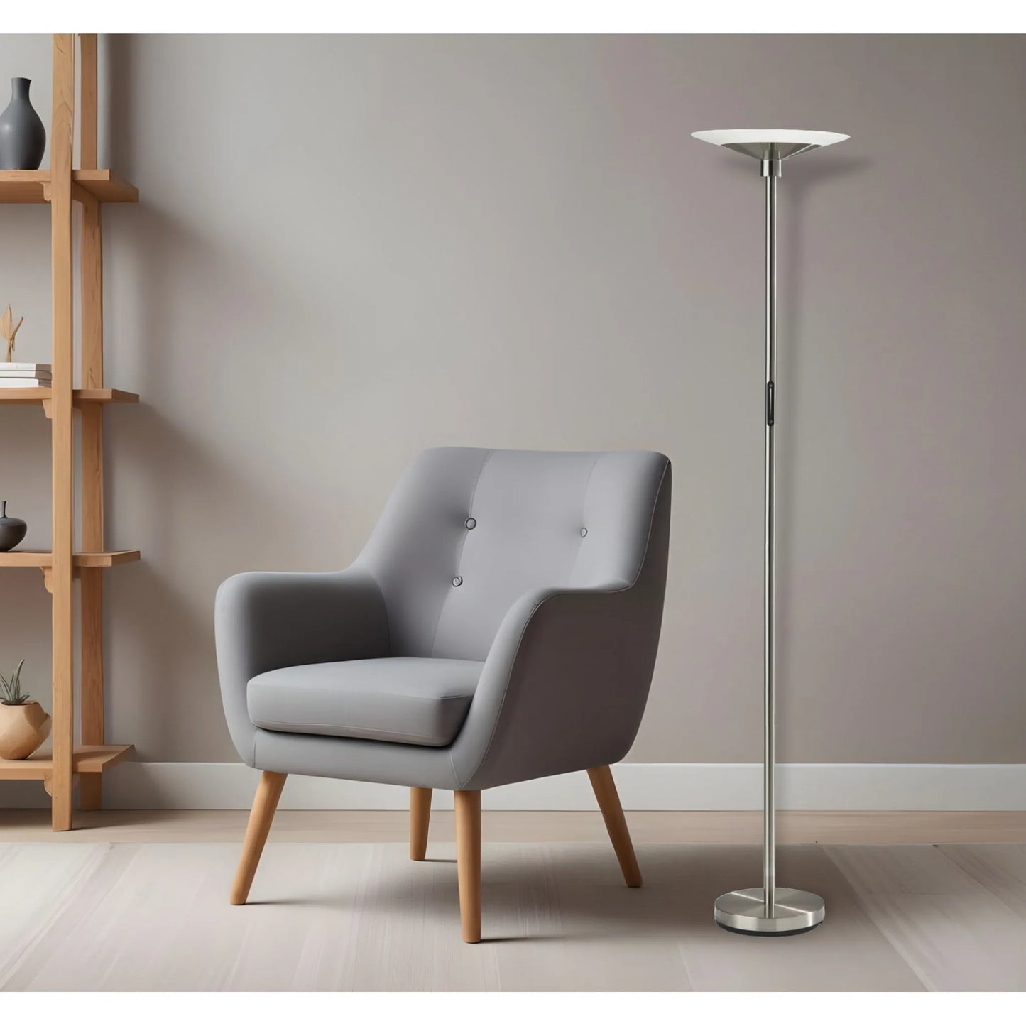 Modern Silver LED Torchiere Floor Lamp